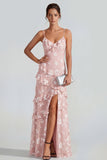 Sukienka maxi z falbanami i falbanami Shearh Lilac Floral Spaghetti