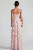 Sukienka maxi z falbanami i falbanami Shearh Lilac Floral Spaghetti