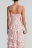 Sukienka maxi z falbanami i falbanami Shearh Lilac Floral Spaghetti