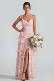 Sukienka maxi z falbanami i falbanami Shearh Lilac Floral Spaghetti
