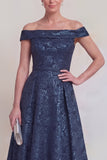 Rumieniec Jacquard Floral z ramienia: długa linia sukienka matki panny młodej