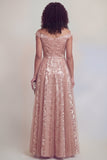 Granatowa suknia w kolorze A Line Long Mothe of the Bride