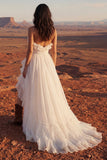 Ivory bez ramiączek A Line Maxi Beach Wedding Dress z falbanami