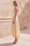 Żółta sukienka Midi Sweetheart Midi Floral Dress z aplikacjami