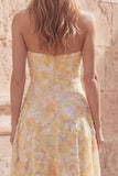 Żółta sukienka Midi Sweetheart Midi Floral Dress z aplikacjami