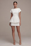 Bodycon Bateau z dekoltem i rękawami Little White Dress