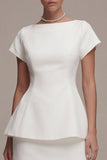 Bodycon Bateau z dekoltem i rękawami Little White Dress