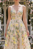 Sukienka z tiulem A-Line Champagne Champagne Flag Midi
