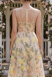 Sukienka z tiulem A-Line Champagne Champagne Flag Midi