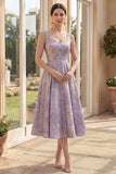 Kurzy filiowy kwiatowy grube ramiączka Jacquard Maxi A Line Midi Dress