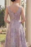 Kurzy filiowy kwiatowy grube ramiączka Jacquard Maxi A Line Midi Dress