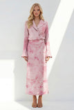 Brązowe, dwuczęściowe garnitury biznesowe z wycięciami i długimi rękawami z nadrukiem