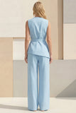 Jasnożółte garnitury biznesowe z klapą szalową i pasem