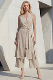 Khaki bodycon z rozcięciem midi z rozcięciem w kształcie khaki i paskiem