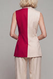Damskie garnitury z klapą z wycięciami ColorBlock Light Khaki