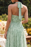 Sukienka maxi A Line Haller Dusty Sage Floral