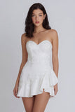 Ivory Sweetheart A-line aplikowana mini sukienka z falbanami