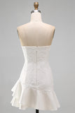 Ivory Sweetheart A-line aplikowana mini sukienka z falbanami