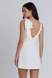 Ivory Bodycon Round-Line, marszczona mini sukienka z kokardą