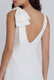 Ivory Bodycon Round-Line, marszczona mini sukienka z kokardą