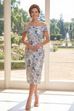 Sukienka matki panny młodej z opadającymi ramionami Bodycurd Jacquard Midi