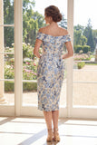 Sukienka matki panny młodej z opadającymi ramionami Bodycurd Jacquard Midi