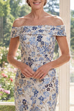 Sukienka matki panny młodej z opadającymi ramionami Bodycurd Jacquard Midi