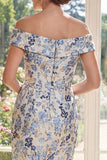 Sukienka matki panny młodej z opadającymi ramionami Bodycurd Jacquard Midi