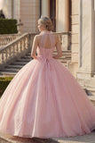 Sukienka balowa z różem na ramię i dekoltem z aplikacją Quinceanera