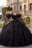 Sukienka balowa z dekoltem na ramię i aplikacjami sukienka z koralikami z Quinceanera i puszystymi rękawami