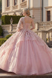 Balowa suknia różowa, z koralikami na jednym ramieniu i falbanami z finałkami Quinceanera