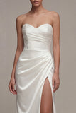 Sweetheart Marched White Maxi Sukienka zaręczynowa z rozcięciem