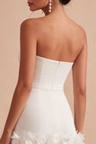 Sweetheart Bodycon White 3D Flowers Mini Dress