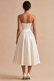 Sukienka biała Sweetheart A Line A Line Satin Midi