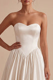 Sukienka biała Sweetheart A Line A Line Satin Midi