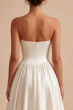 Sukienka biała Sweetheart A Line A Line Satin Midi