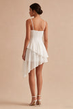 Mini sukienka A Line Spaghetti Strips Marched White