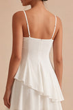 Mini sukienka A Line Spaghetti Strips Marched White