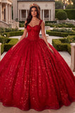 Sukienka balowa na korset Czerwony cekin, sukienka Quinceanera