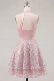 Blush satynowa kroja A, cekiny z falszowanymi cekinami i suknią na bal