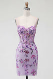 Róż Bodycon Neck Hatter Neck, surowy gorset, cekiny i sukienka Homecoming