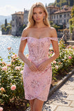 Rumieniec z odkrytymi ramionami, bodycon, przezroczysty gorset, cekiny i sukienka na homecoming