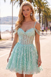 Sukienka na bal maturalny w formie A-Line Cold Shoulder Cold Shoulder z koralikami