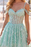 Sukienka na bal maturalny w formie A-Line Cold Shoulder Cold Shoulder z koralikami