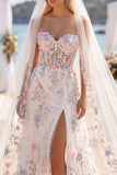 Białoróżowy kwiat Sweetheart A Line Sweep Train Corset Dress z welonami