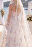 Białoróżowy kwiat Sweetheart A Line Sweep Train Corset Dress z welonami