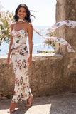 Ivory Sweetheart Mermaid Maxi w kwiaty z rozcięciem
