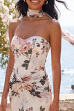 Ivory Sweetheart Mermaid Maxi w kwiaty z rozcięciem
