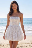 Kwiatowy gorset bez ramiączek w kształcie A A Little White Dress