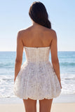 Kwiatowy gorset bez ramiączek w kształcie A A Little White Dress